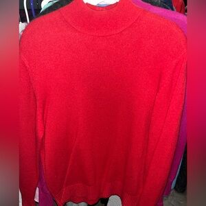 Neiman Marcus Red Turtleneck Cashmere Sweater